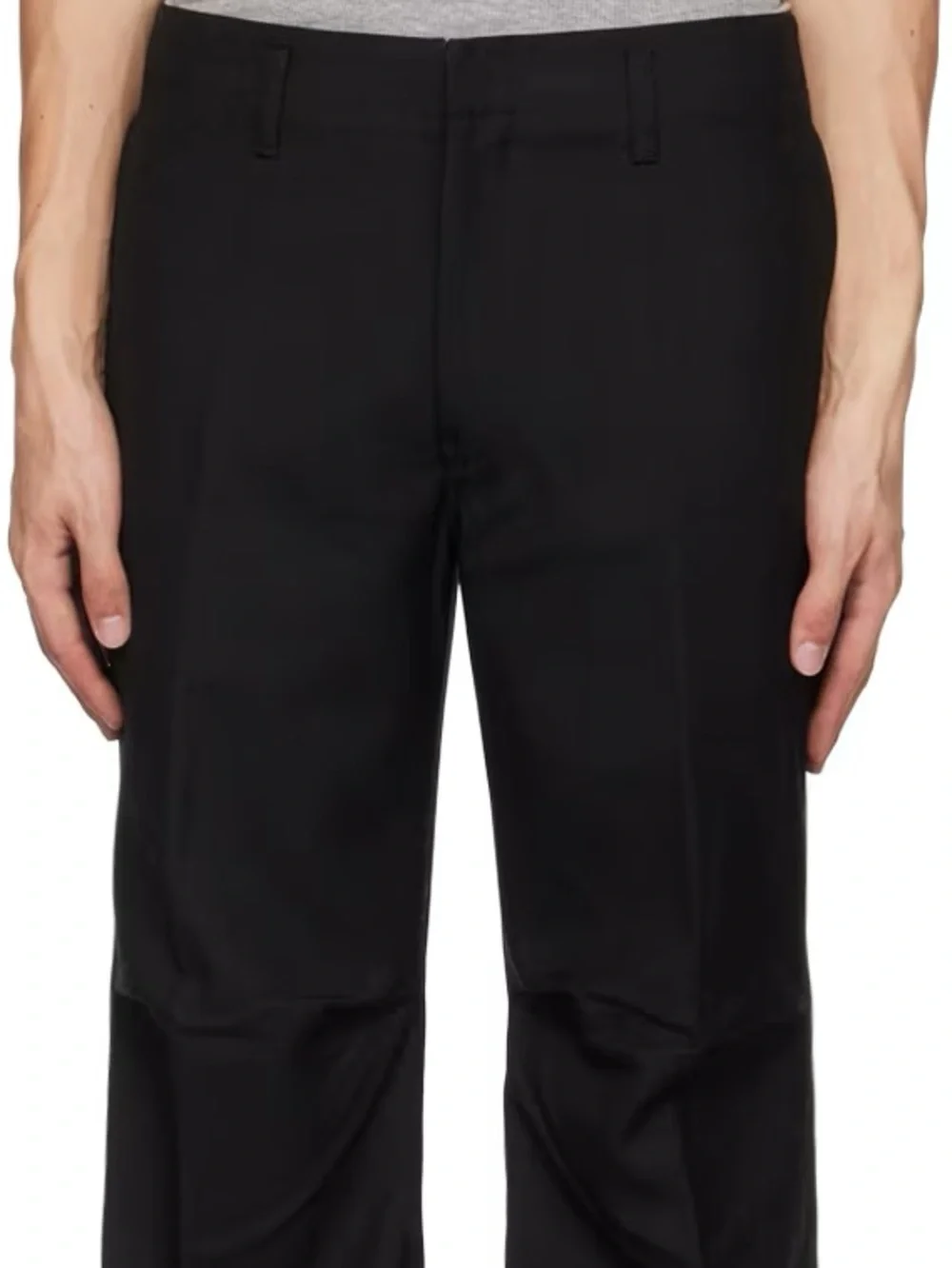 Solid homme black tuck wool pants